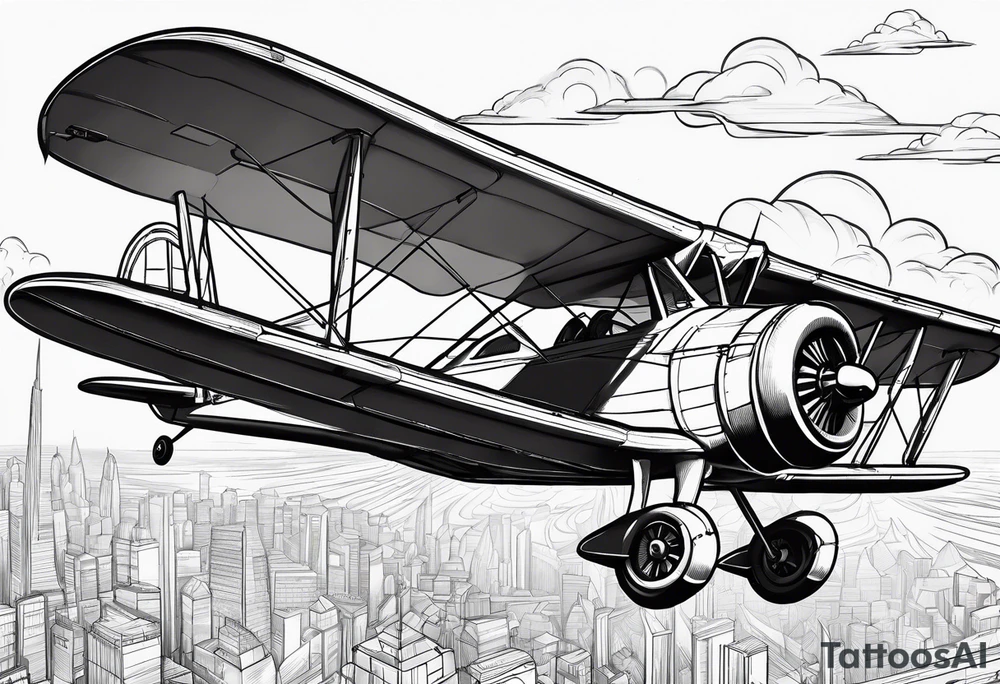 sketch of adventure plane in perspective from the bottom tattoo idea