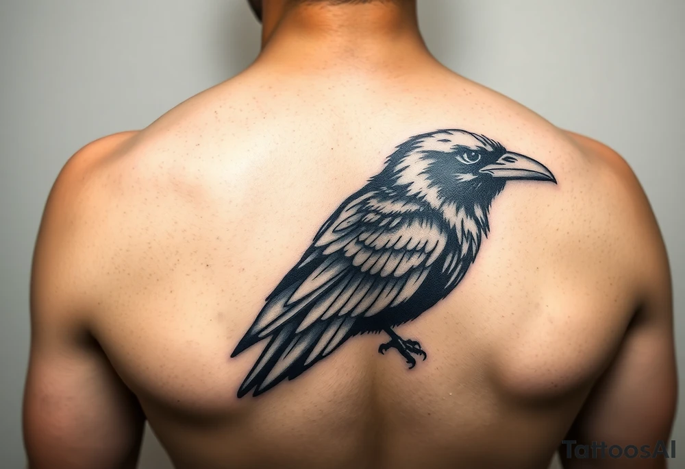 realistic raven tattoo idea
