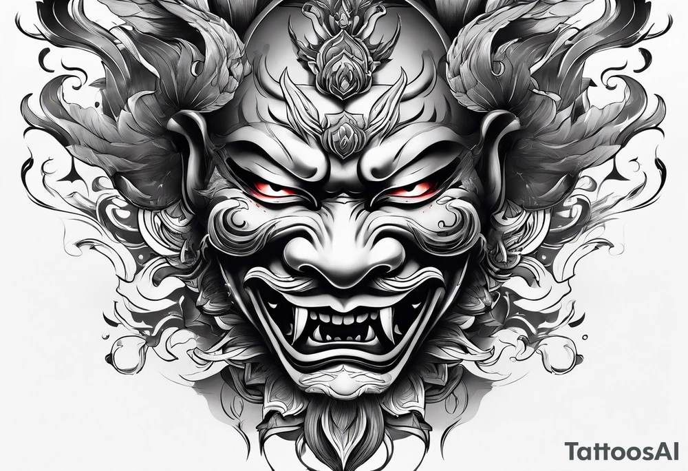 hannya and effect smoke tattoo idea