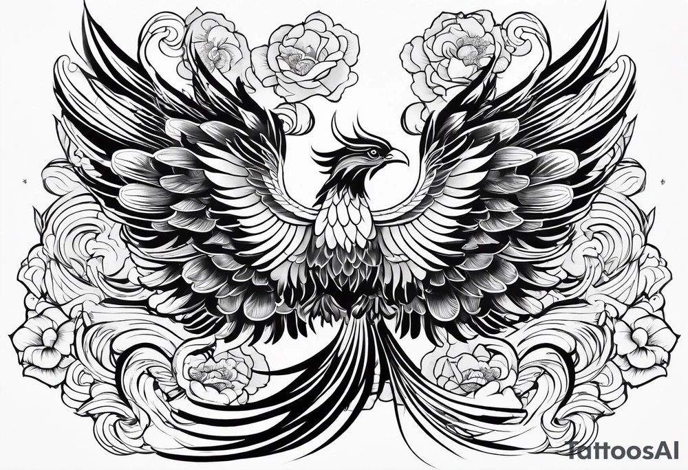 traditional Japanese phoenix white
background high detail tattoo idea