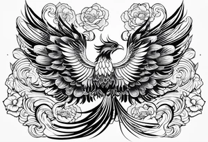 traditional Japanese phoenix white 
background high detail tattoo idea