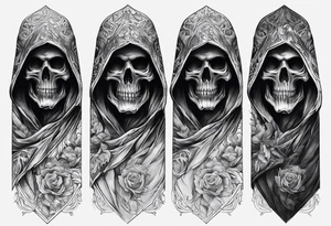 Continue a sleeve for a grim reaper shoulder tattoo death theme full arm sleeve tattoo idea