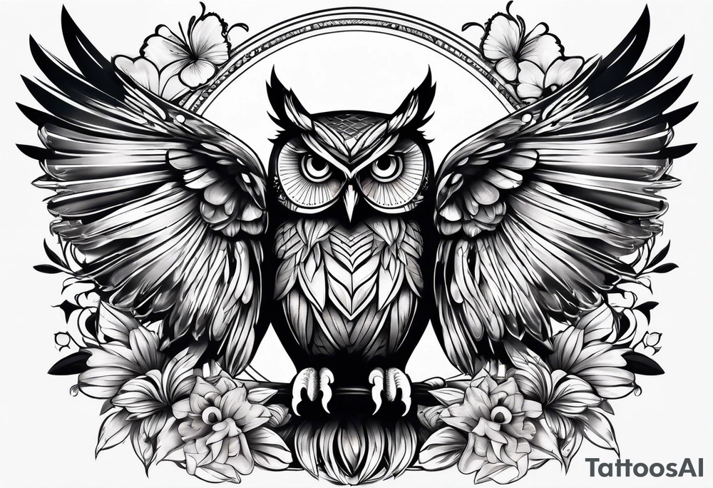 Owl with butterfly body tattoo idea