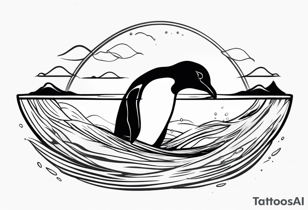 penguin swimming in water tattoo idea