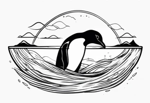 penguin swimming in water tattoo idea