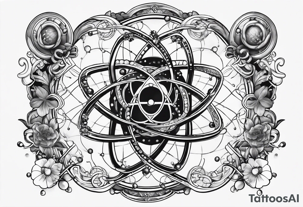 atom with quantum electron cloud tattoo idea