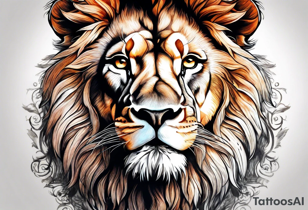 powerful majestic lion, close-up tattoo idea