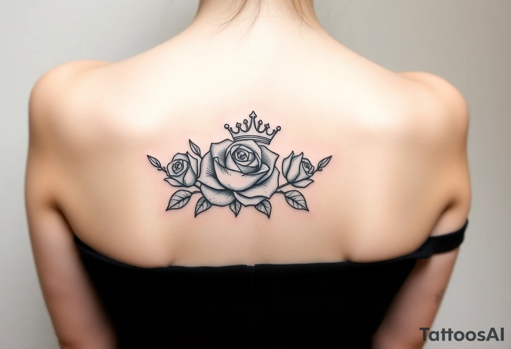 Roses with a crown tattoo idea