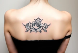 Roses with a crown tattoo idea