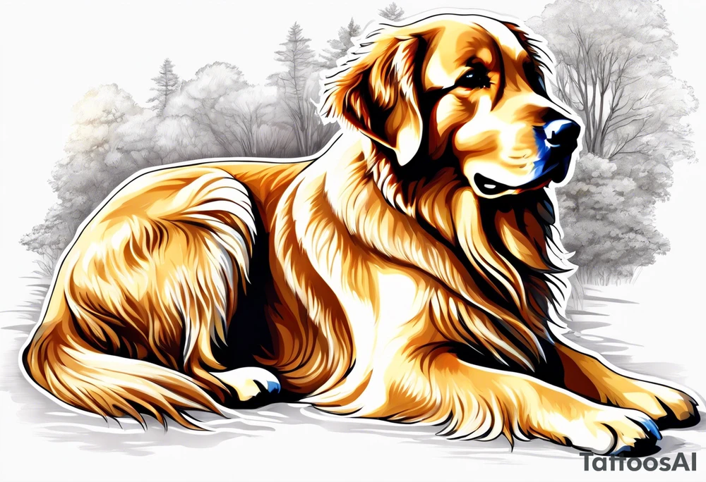 dark colored golden retriever with a light colored yellow lab tattoo idea