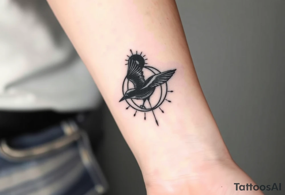 Asymmetrical geometric minimalistic design. hermann hesse demian. Abraxas bird, cracked world/egg, sun. Wrist placement tattoo idea