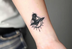 Asymmetrical geometric minimalistic design. hermann hesse demian. Abraxas bird, cracked world/egg, sun. Wrist placement tattoo idea