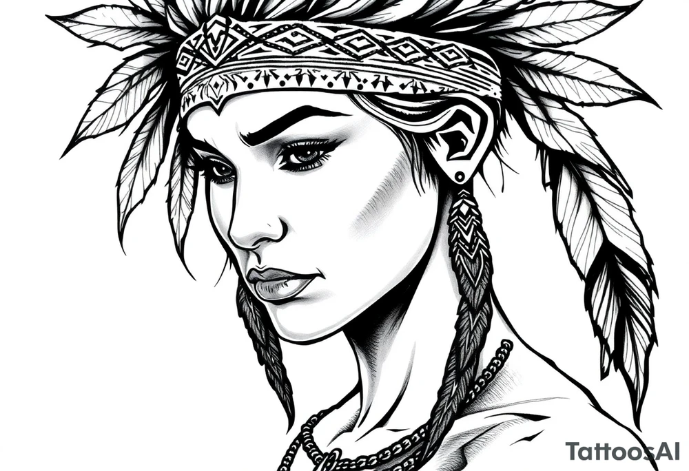 Female Native American tattoo idea