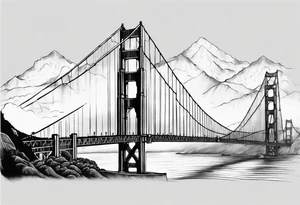 Golden Gate Bridge with fog rolling in with Marin hills in the background tattoo idea