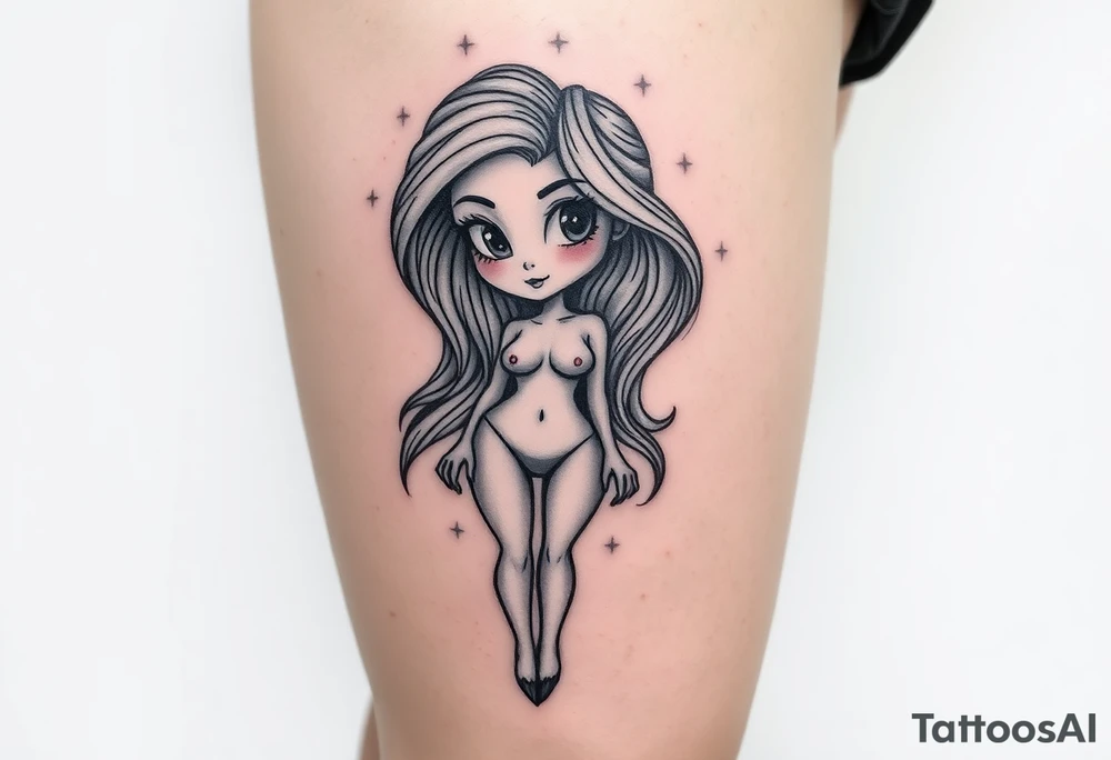Naked cartoon girl tattoo idea