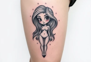 Naked cartoon girl tattoo idea
