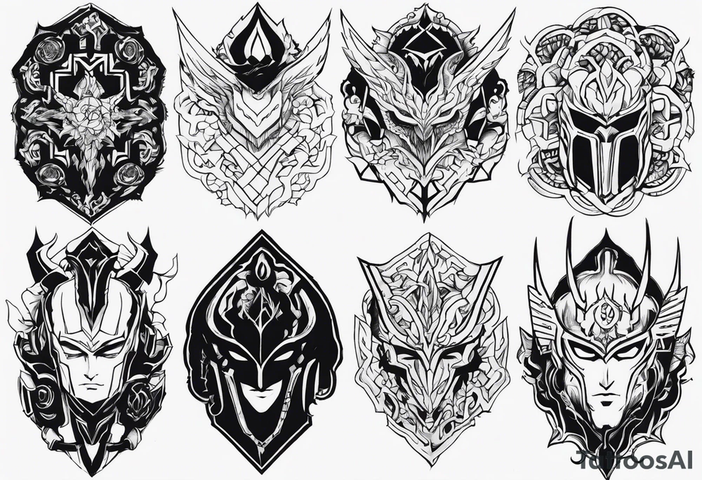 I want a full sleeve manga berserk cyber sigilism tattoo idea