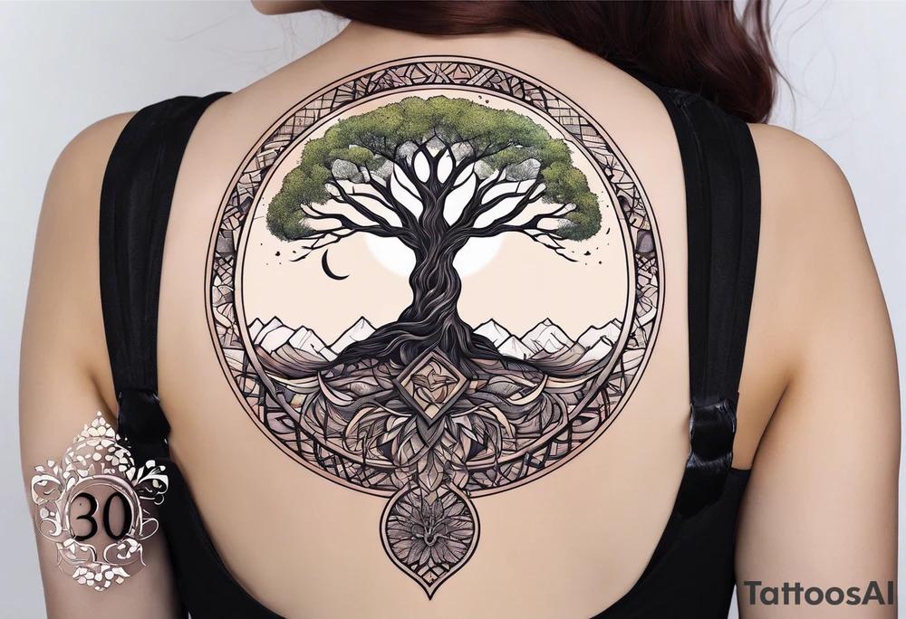 single tree of life season tattoo idea