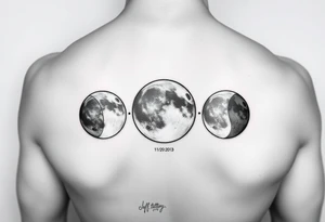 moon phases for 07/19/2012, 05/26/2014, and 11/05/1991 tattoo idea