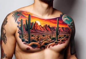 Desert scape. Guitar playing father tattoo idea