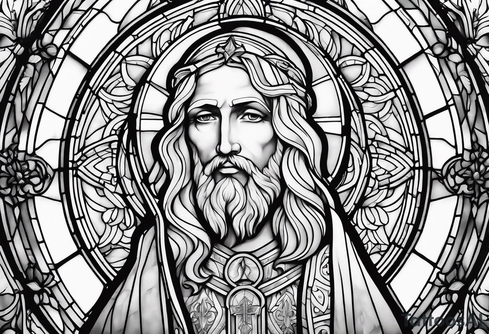 stained glass saint tattoo idea