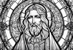 stained glass saint tattoo idea
