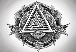 Valhalla valknut shield lightning sword tattoo idea