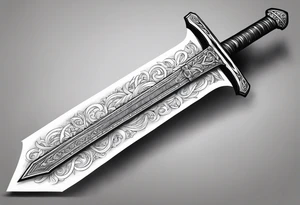 Sword wrapped in bible verses tricep tattoo idea