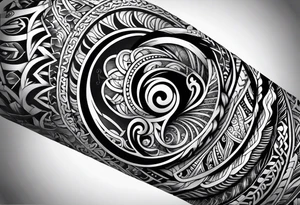 Maori full sleeve that represents strength and love tattoo idea