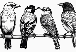 Minimalistic birds different species tattoo idea