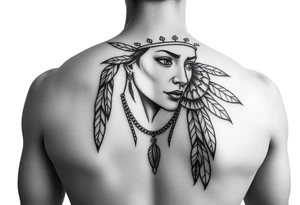 Female Native American woman tattoo idea