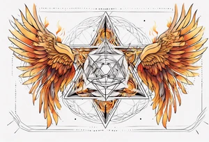 sacred geometry Metatron's cube with phoenix. Sleeve for woman's arm tattoo idea