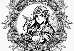 Legend Of Zelda arm sleeve tattoo idea