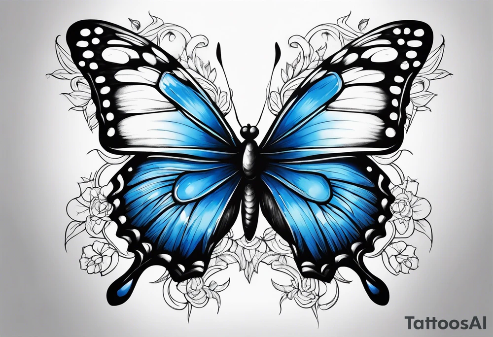 Blue butterfly tattoo idea