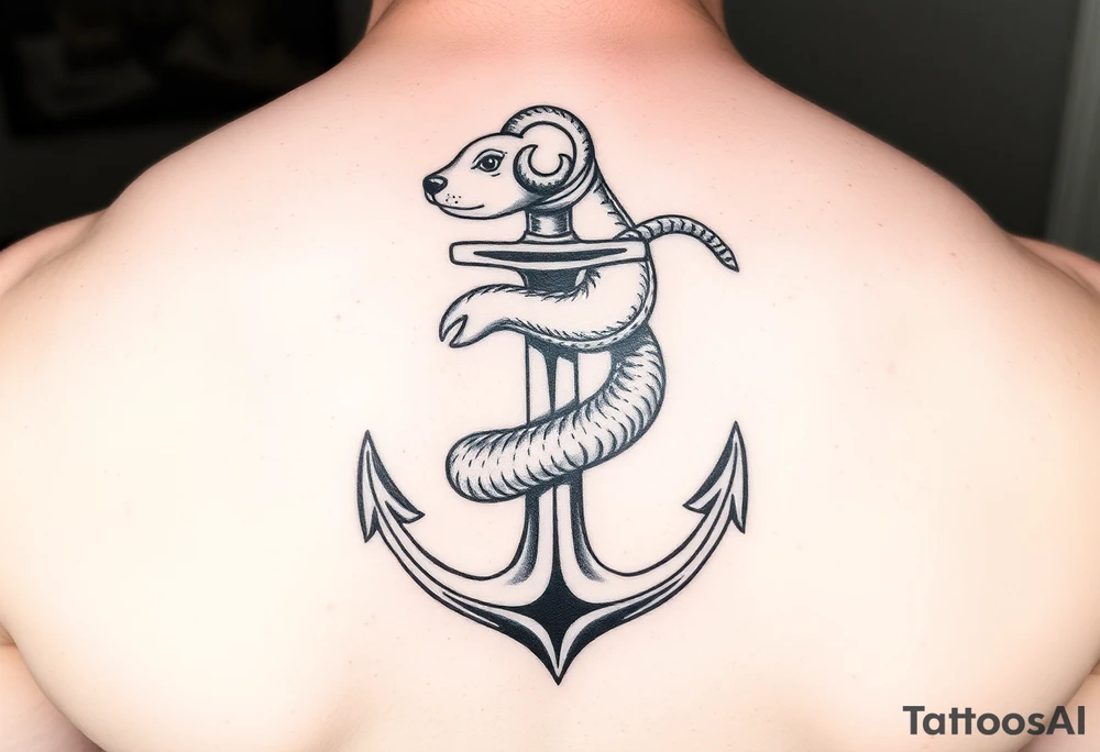 Weasel wrapped around anchor tattoo idea