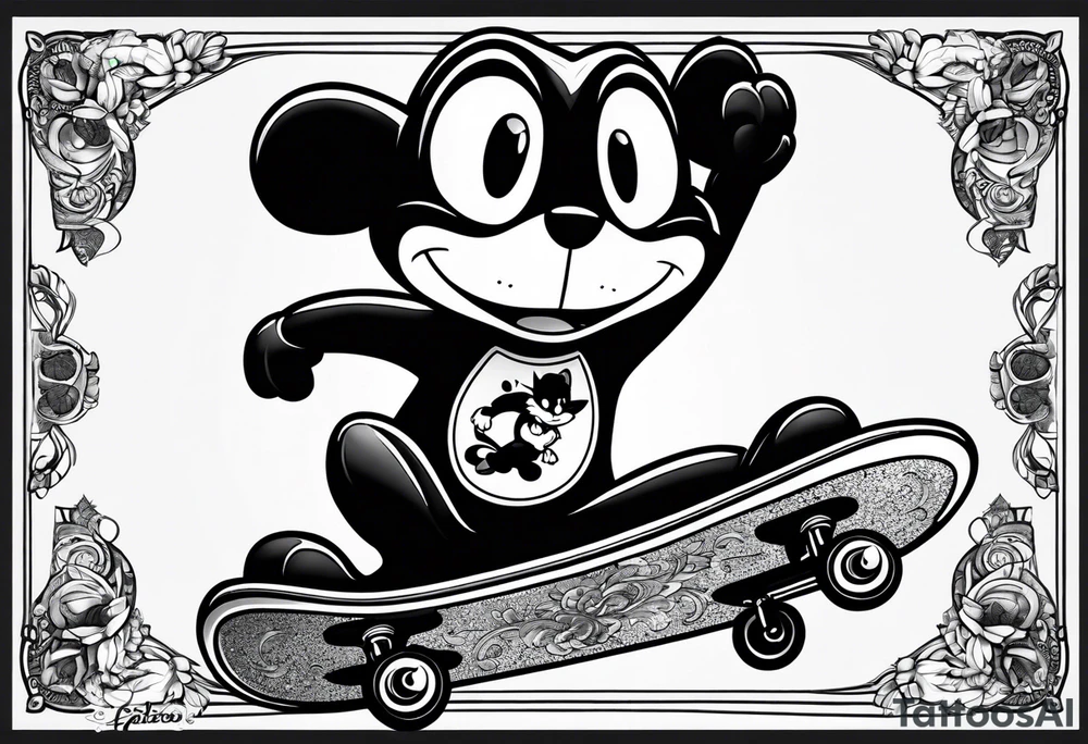 Felix 
The cat skateboarding. tattoo idea