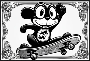 Felix 
The cat skateboarding. tattoo idea