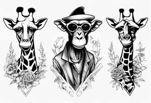 Monkey riding a giraffe tattoo idea