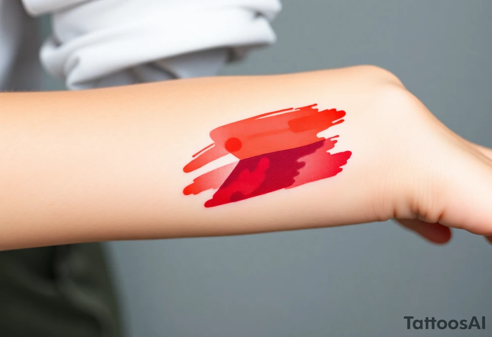 A stylized Czech flag in brushstroke style, with a hand-painted aesthetic and dynamic motion tattoo idea