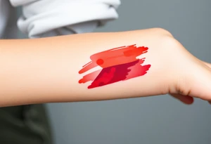 A stylized Czech flag in brushstroke style, with a hand-painted aesthetic and dynamic motion tattoo idea