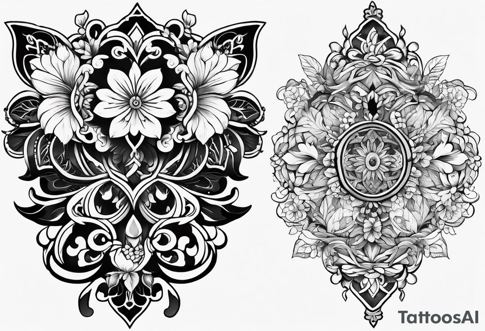 ornate floral sternum tattoo tattoo idea