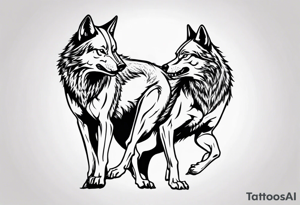 two wolves dancing the tango tattoo idea