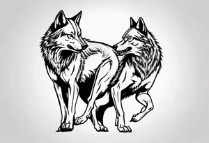 two wolves dancing the tango tattoo idea