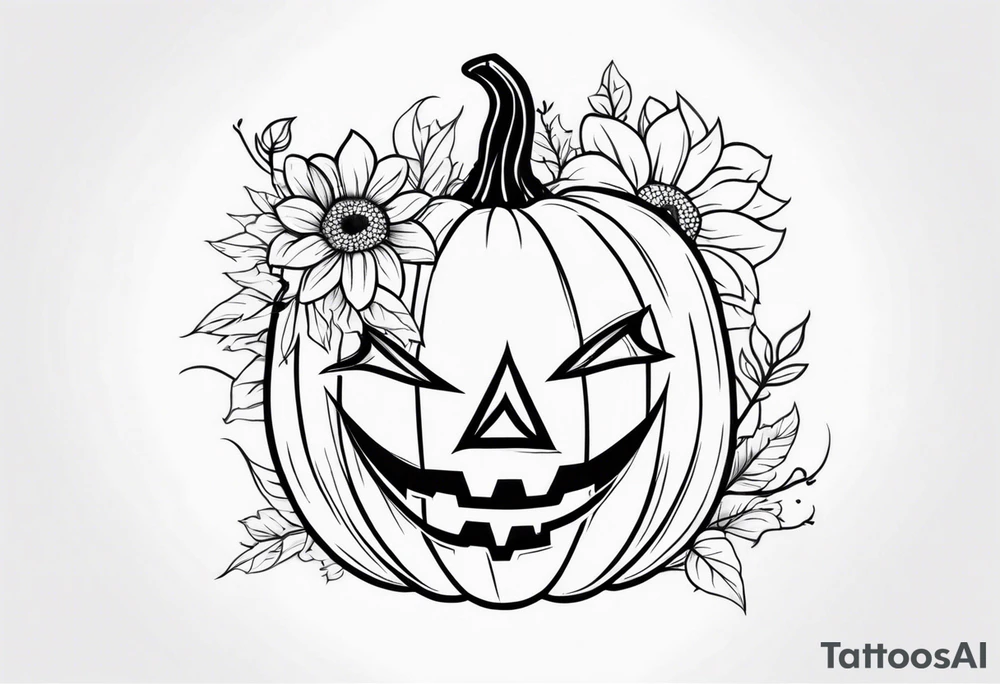 pumpkin with flowers tattoo idea