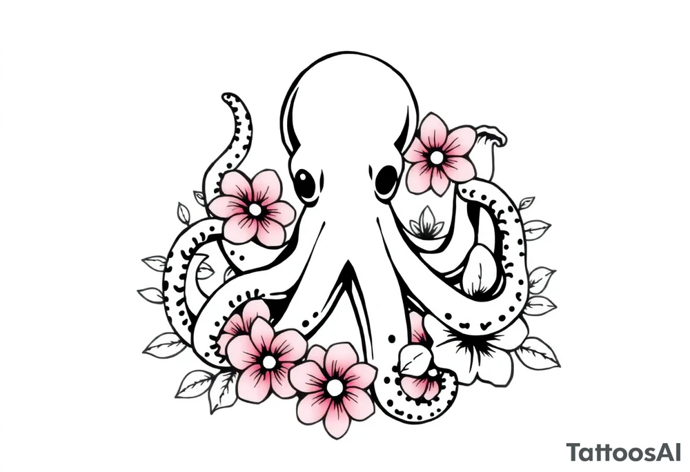 octopus and flowers tattoo idea