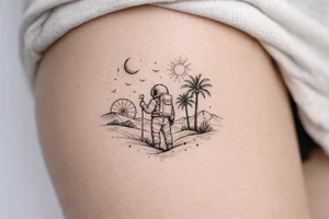 Coachella music festival, without the title of the festival, with astronaut tattoo idea