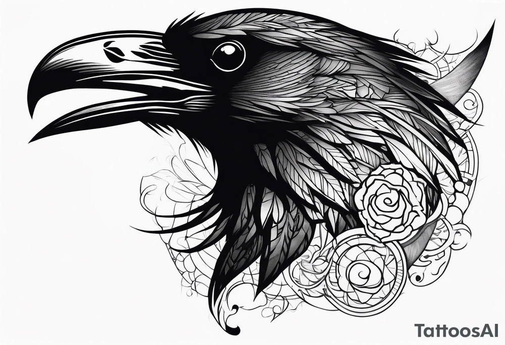 black raven roaring in the sky tattoo idea
