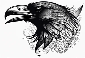 black raven roaring in the sky tattoo idea