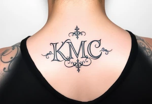 my daughters initials small neck tattoo :KMC tattoo idea