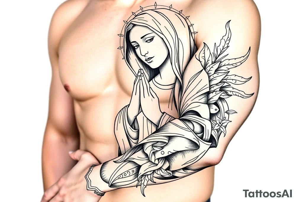 Religious Chicano Virgin Mary tattoo idea